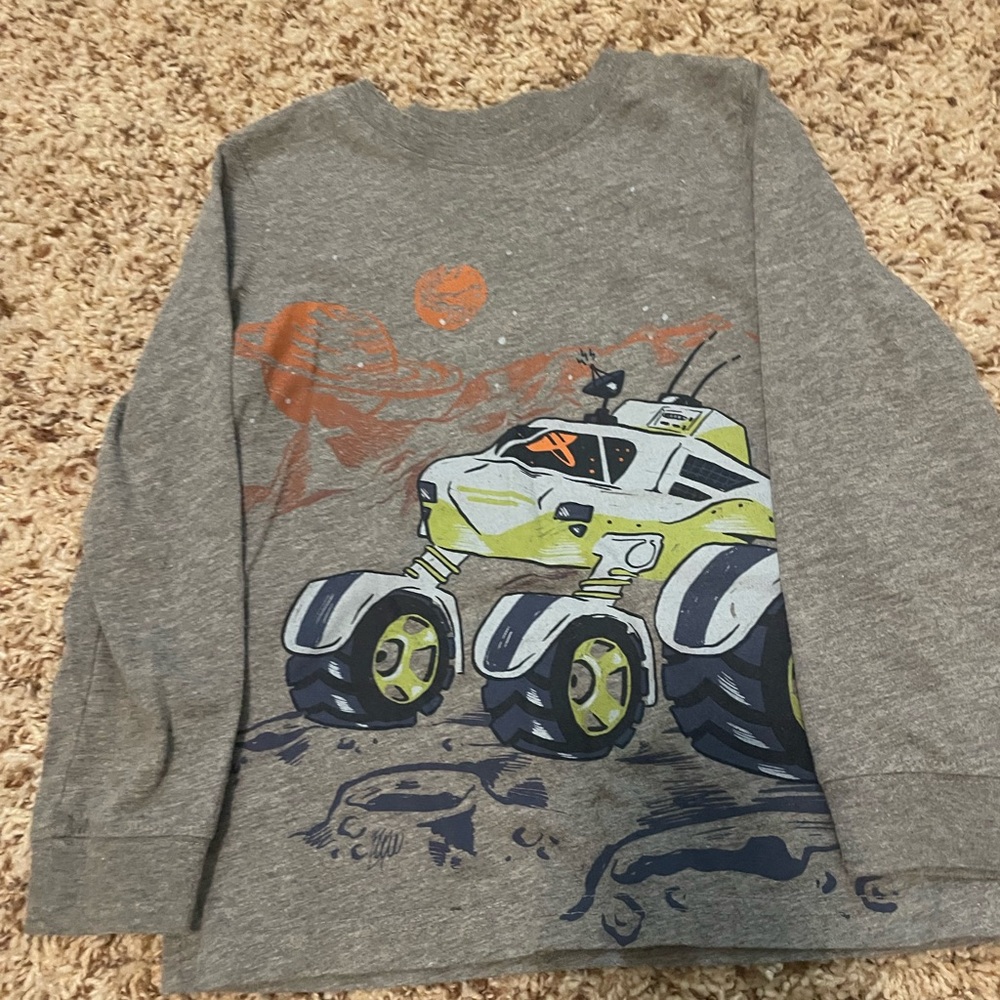 Carter's Gray Long Sleeve with Monster Truck Design